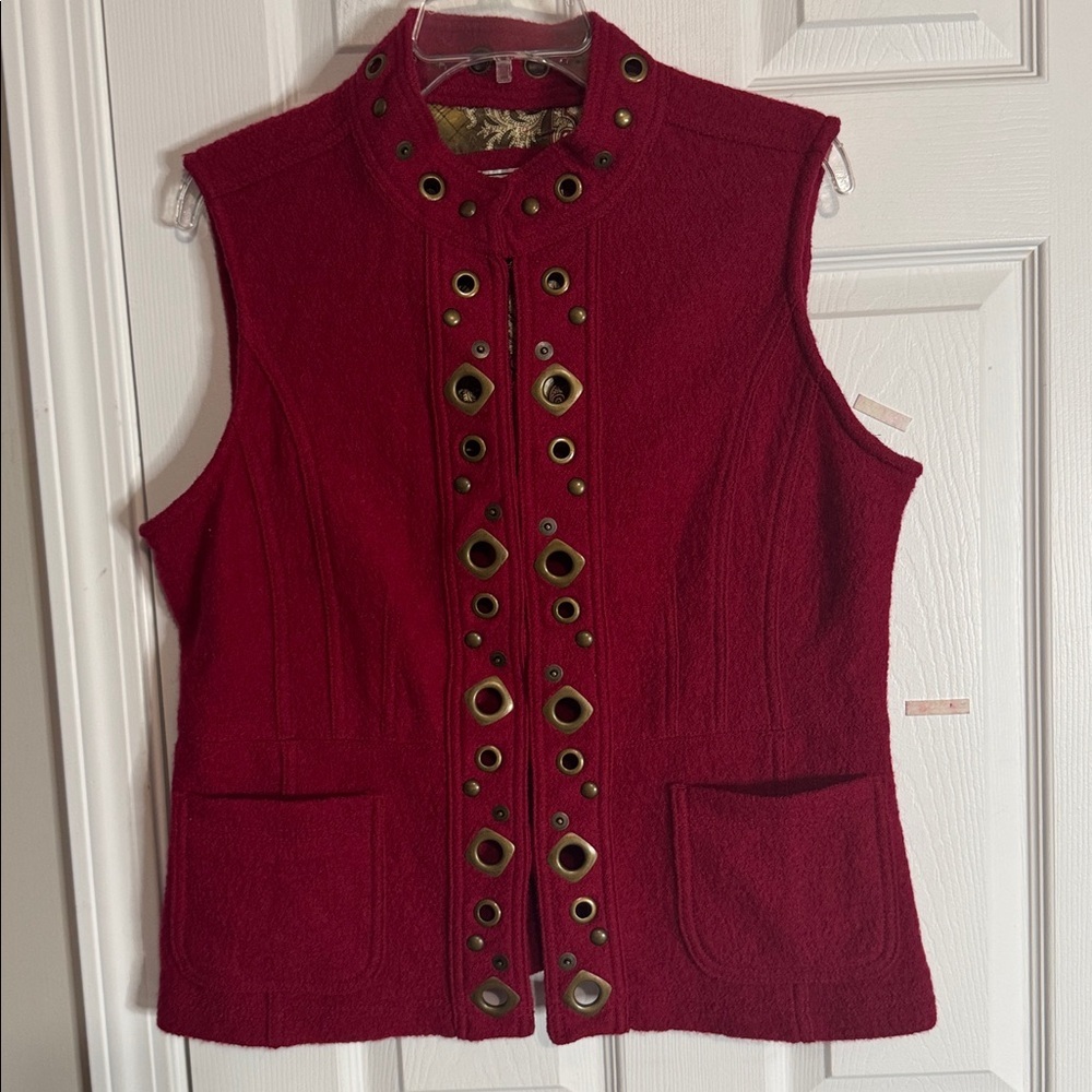 Women’s Red Eyelet-Trim Vest